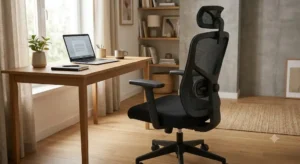 Siège de bureau ergonomique pas cher doté d'accoudoirs réglables en hauteur pour le télétravail.