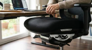 Chaise de bureau ergonomique avec assise rembourrée en tissu respirant pour un confort quotidien