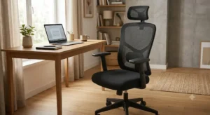 Fauteuil de bureau ergonomique en filet respirant noir sous la barre des 150 euros.