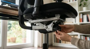 Démonstration du mécanisme synchrone permettant de basculer le dossier d'une chaise de bureau ergonomique