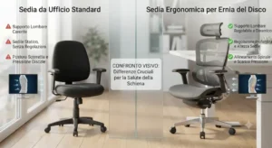 Grafico comparativo tra una sedia da ufficio standard e una sedia per ernia del disco 

