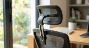 Poggiatesta ergonomico regolabile per il sostegno del tratto cervicale su sedia ergonomica mesh. 