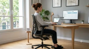 Illustration de la posture de travail idéale avec une chaise ergonomique de bureau budget
