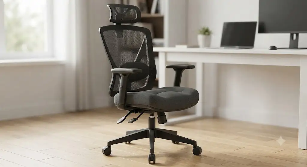 Sedia ergonomica da ufficio regolabile in altezza con supporto lombare in rete traspirante