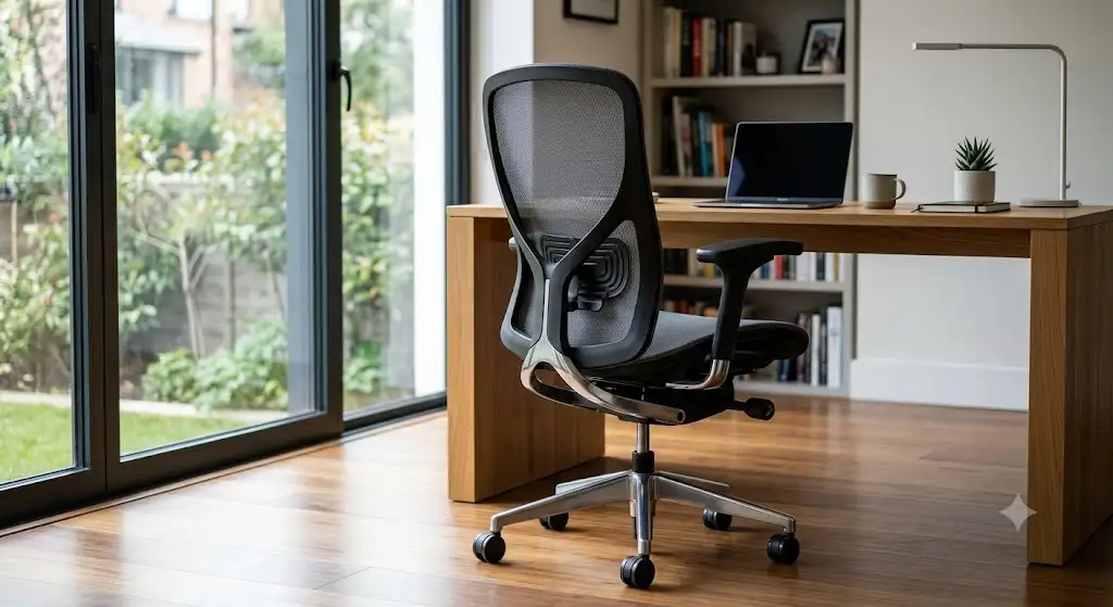 Sedia ergonomica mesh da ufficio con design moderno e schienale traspirante per la salute della schiena.