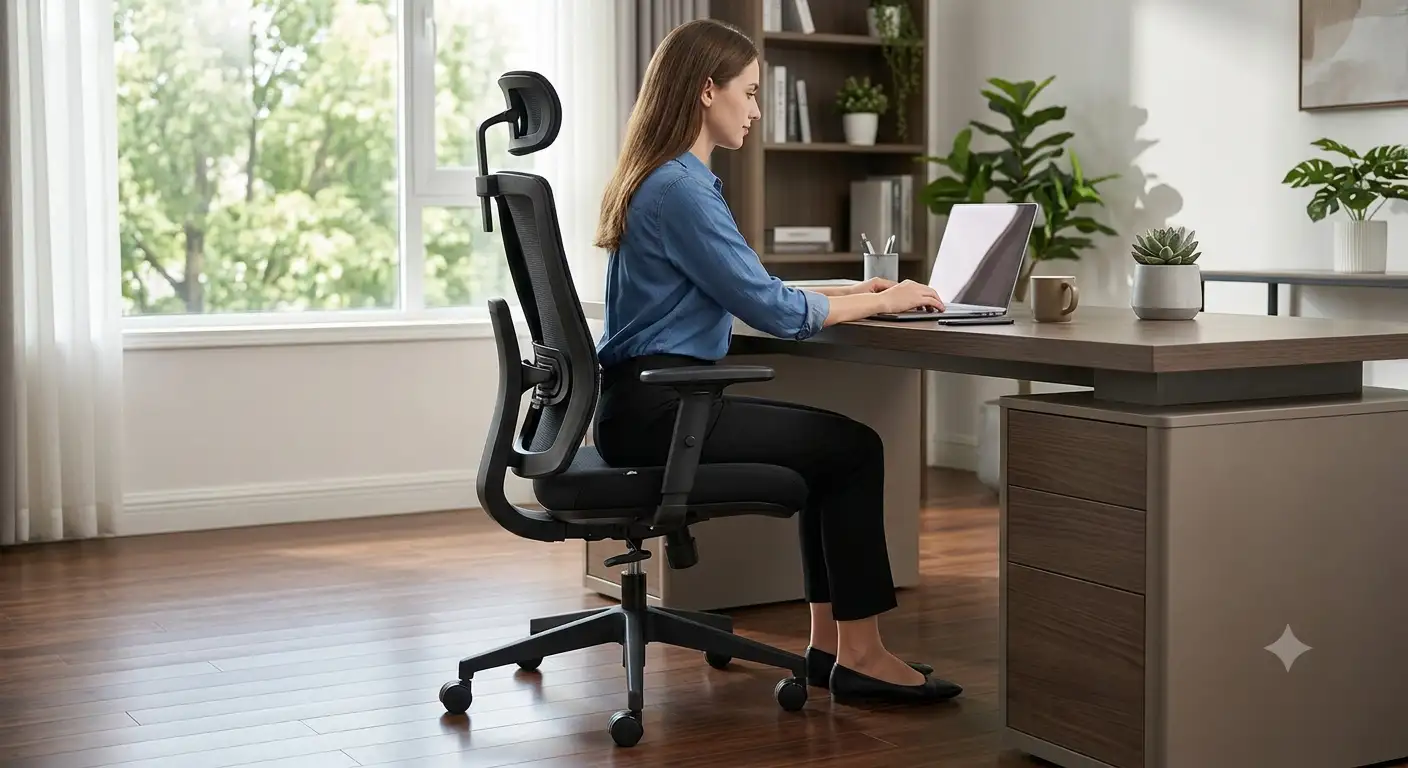 Sedia ergonomica ortopedica da ufficio con supporto lombare regolabile per una postura corretta