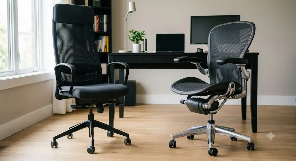 Comparatif côte à côte entre la chaise ikea markus vs chaise ergonomique premium pour bureau