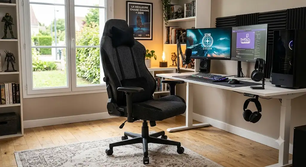 Illustration de la meilleure chaise gaming moins de 200 euros pour un setup ergonomique et confortable