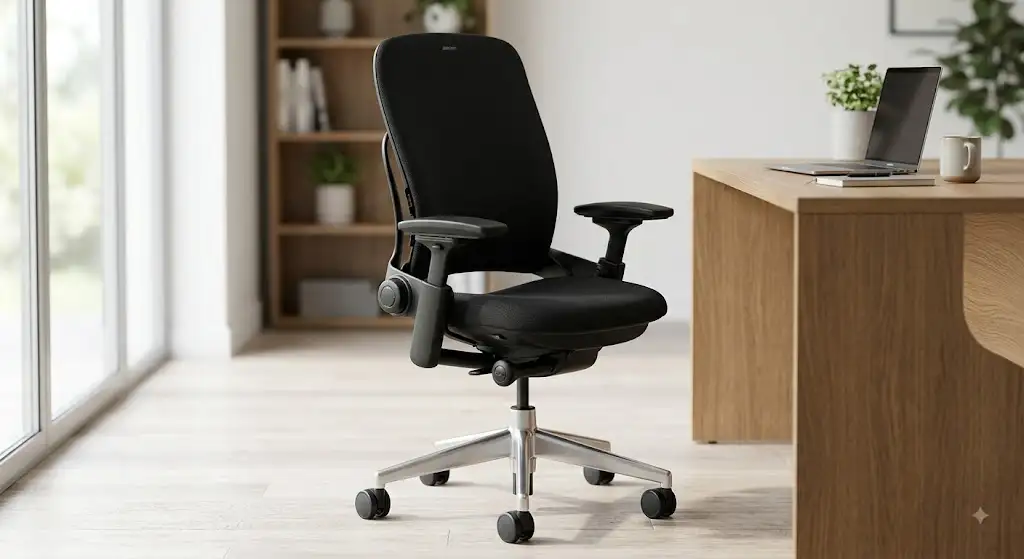 auteuil de bureau ergonomique steelcase leap v2 avis noir en vue d'ensemble pour test et avis complet