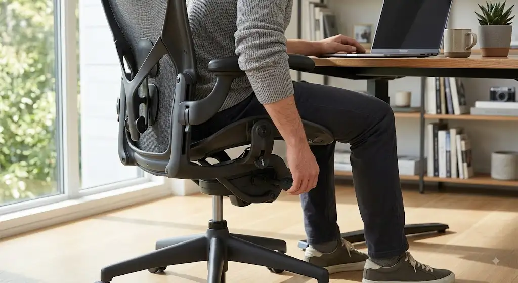 Réglage de la hauteur d'assise sur une chaise ergonomique de bureau pour un maintien parfait (réglage correct chaise ergonomique)