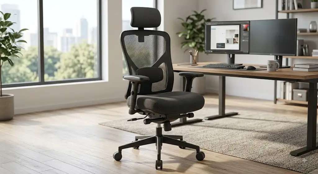 chaise ergonomique grande taille 150 kg avec dossier haut et assise rembourrée
