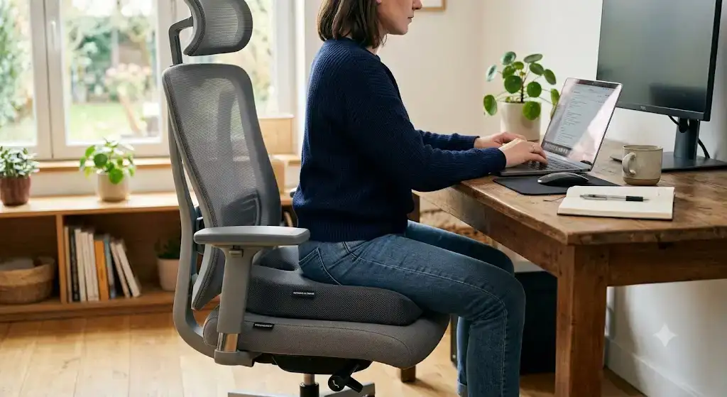 coussin coccyx chaise de bureau ergonomique installé sur une chaise de bureau pour soulager le dos en télétravail