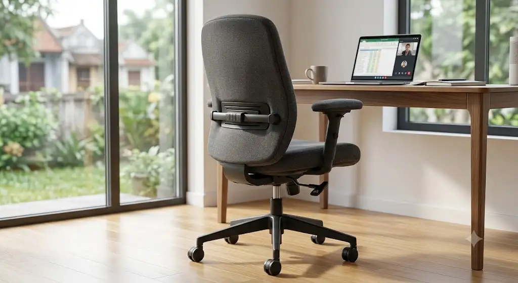 chaise de bureau en tissu gris anthracite avec soutien lombaire réglable pour le télétravail