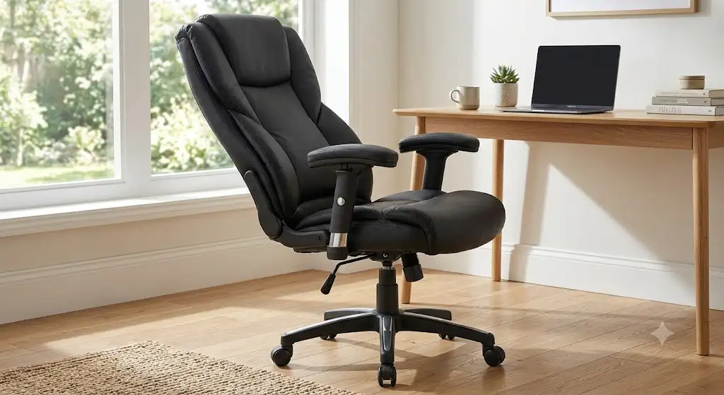 chaise de bureau similicuir PU noir avec dossier inclinable