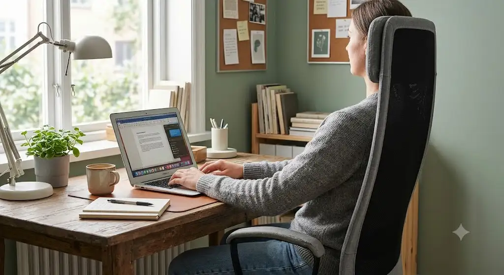 Avis sur le fauteuil de bureau ikea markus avis présenté dans un espace de travail à domicile