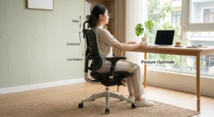 Maintien de la colonne vertébrale et posture assise optimale sur la chaise Sihoo Doro C300. 