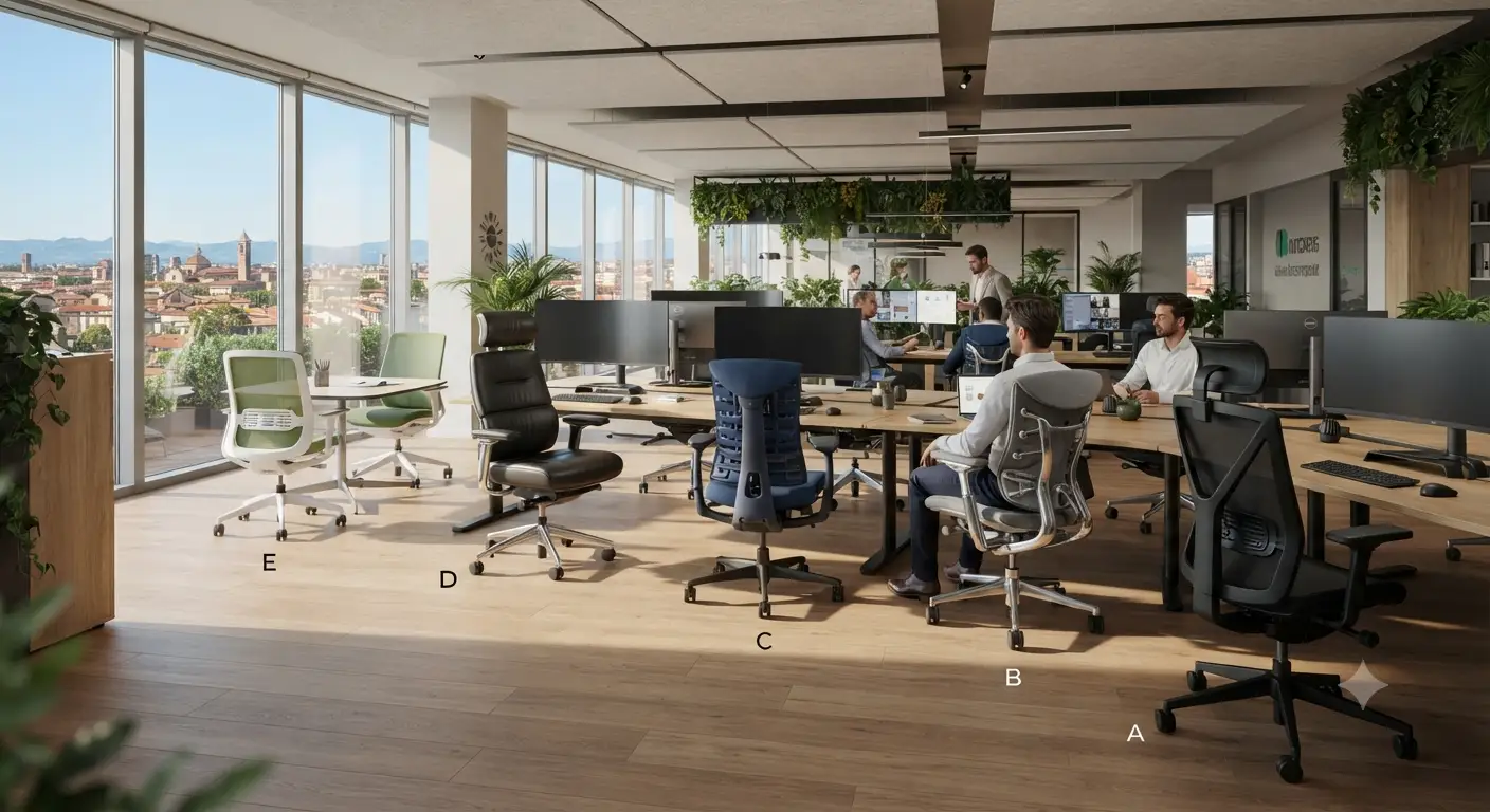 Panoramica delle migliori sedie ergonomiche in Italia per il 2026 in un ufficio moderno