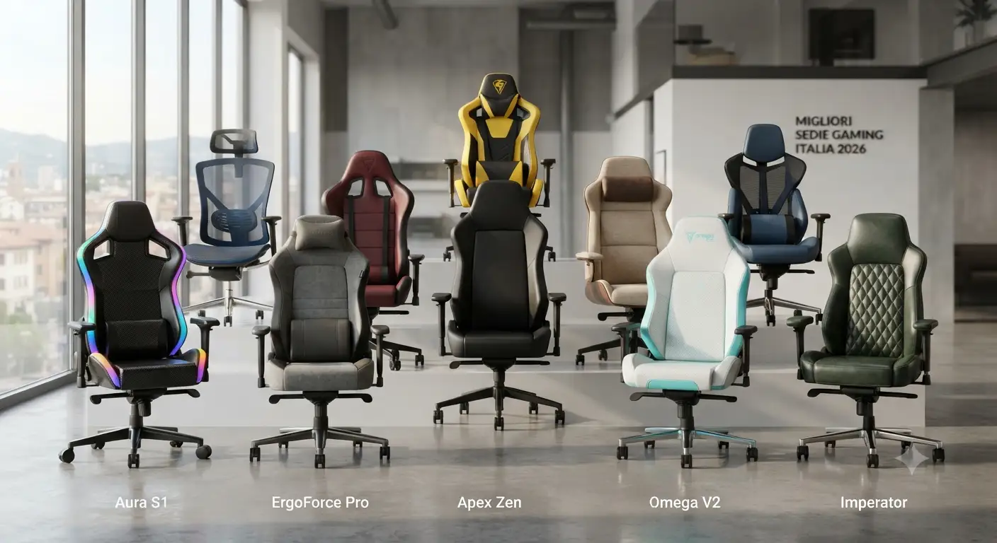 Panoramica delle migliori sedie gaming in Italia nel 2026 con design ergonomico avanzato.