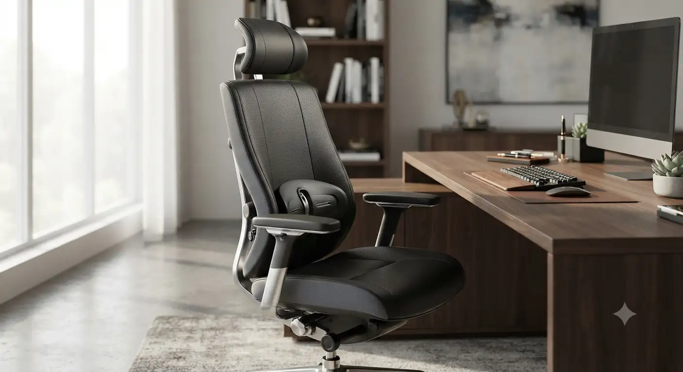 Sedia ergonomica premium di lusso per ufficio con design elegante e supporto lombare avanzato oltre 500 euro.
