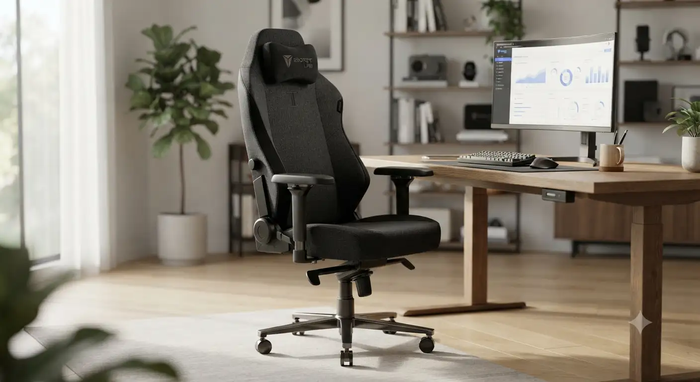 Sedia Secretlab ergonomica di design posizionata in un ufficio moderno per il massimo comfort lavorativo.