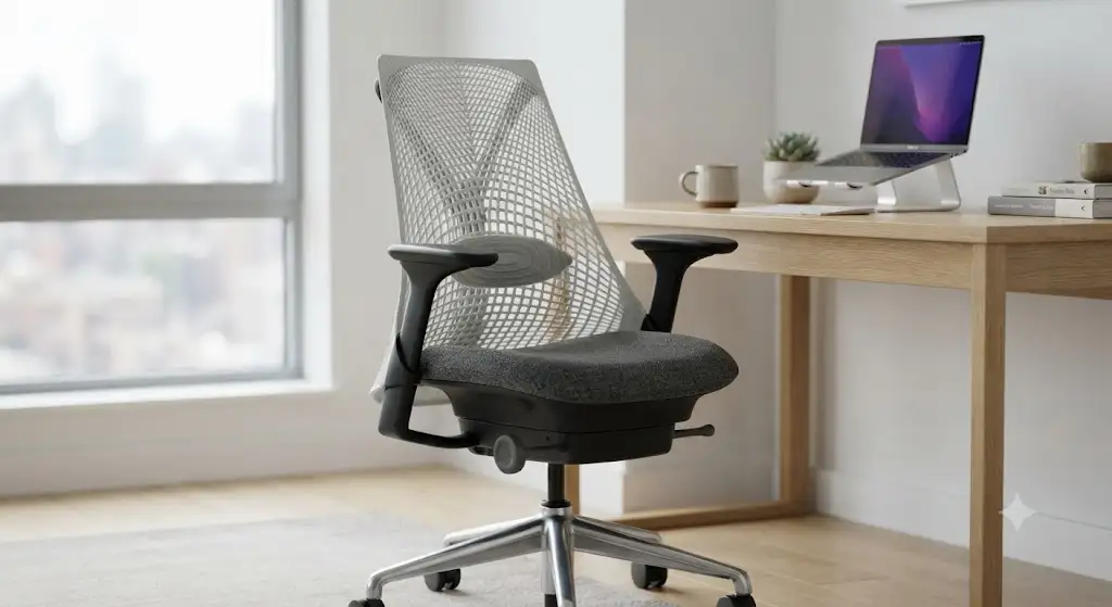 Illustrazione di una sedia Herman Miller ergonomica per ufficio con supporto lombare avanzato