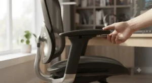 Vista laterale dei braccioli regolabili di una sedia SIHOO ergonomica