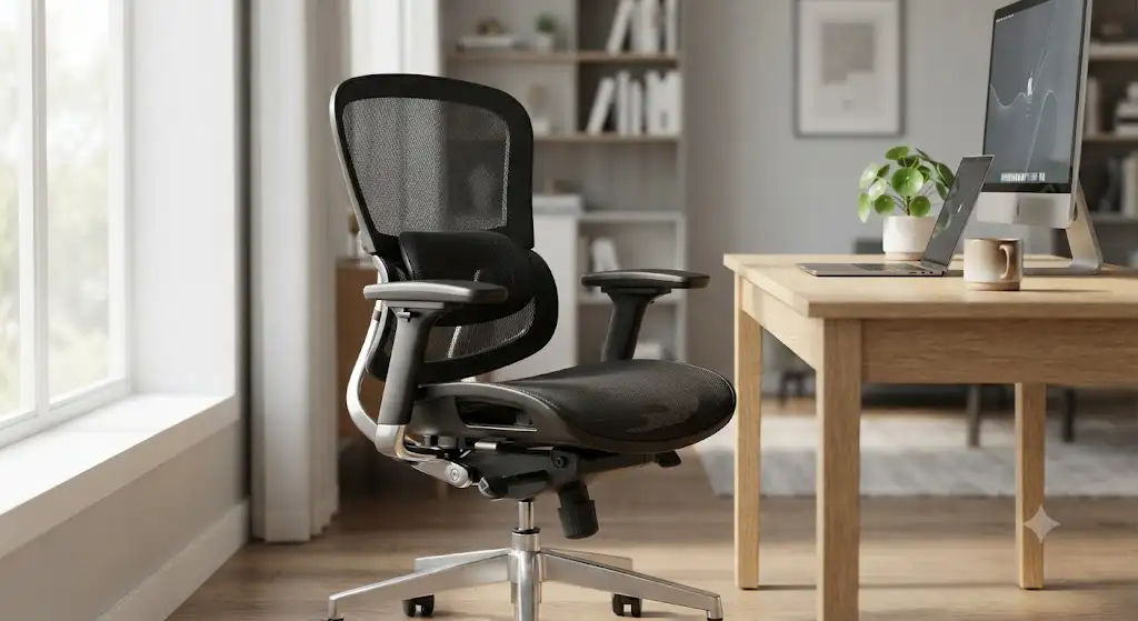 Sedia SIHOO ergonomica da ufficio in colore nero con supporto lombare regolabile