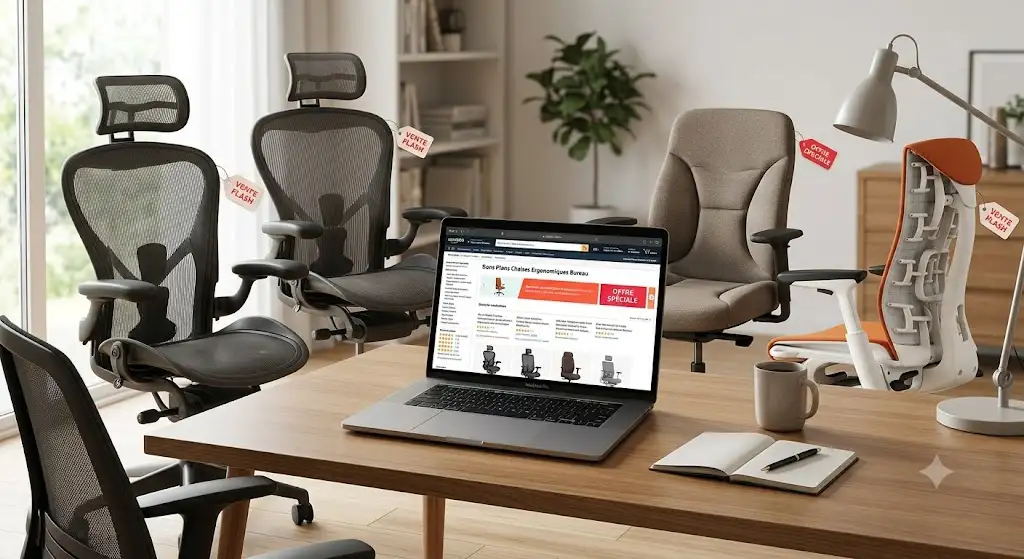 Sélection des meilleurs bons plans de chaises ergonomiques de bureau disponibles sur Amazon France. (bons plans chaise ergonomique amazon)