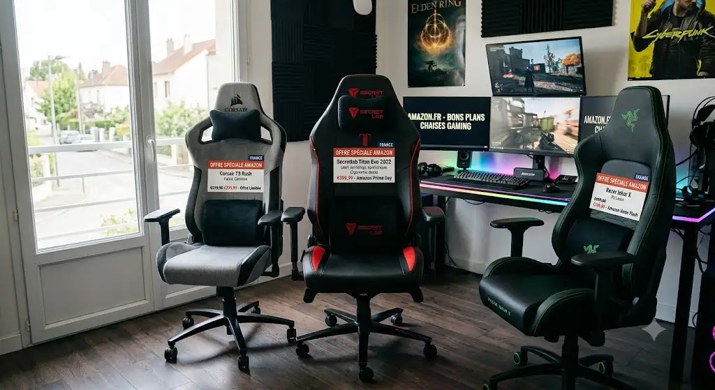 Sélection des meilleurs bons plans de chaise gaming en promotion sur Amazon France. (bons plans chaise gaming amazon)