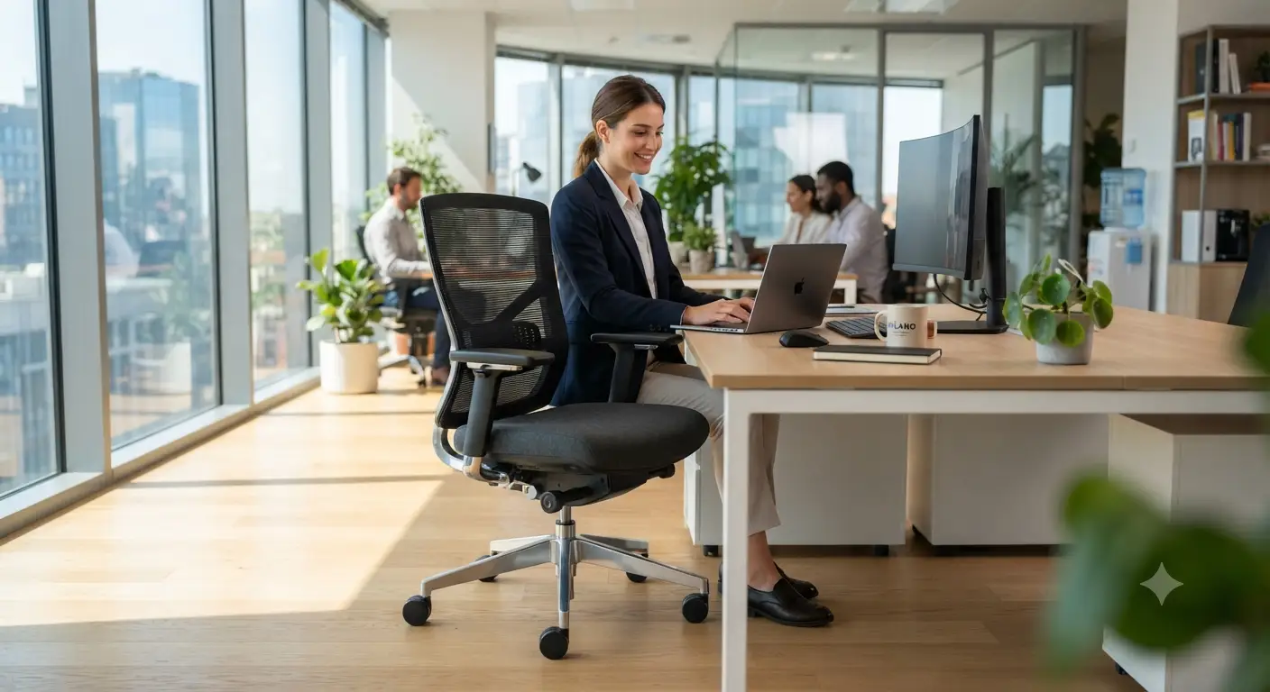 Sedia ergonomica con il migliore rapporto qualita prezzo posizionata in un ufficio moderno