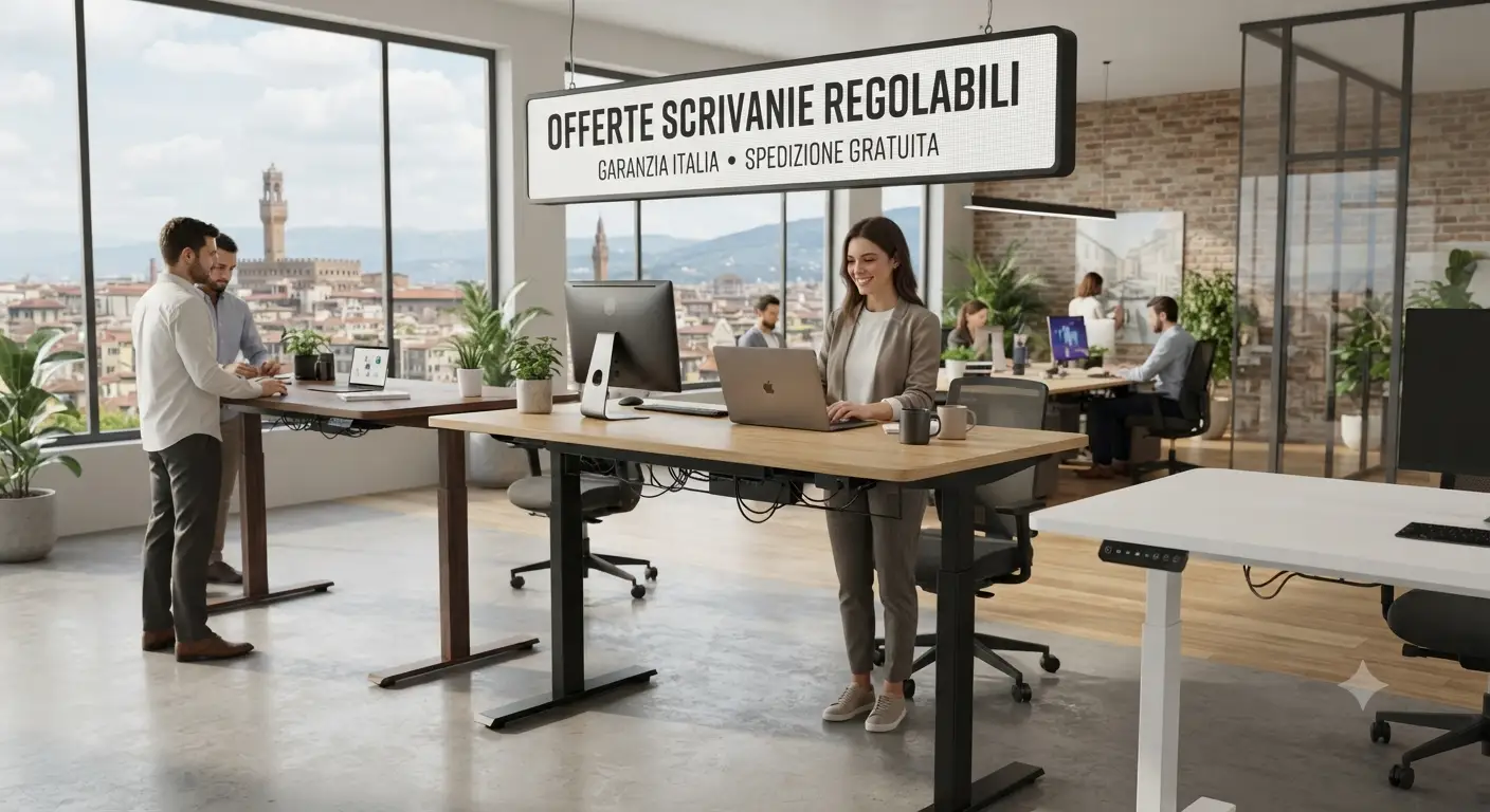 Illustrazione che mostra le migliori offerte per scrivanie regolabili in altezza