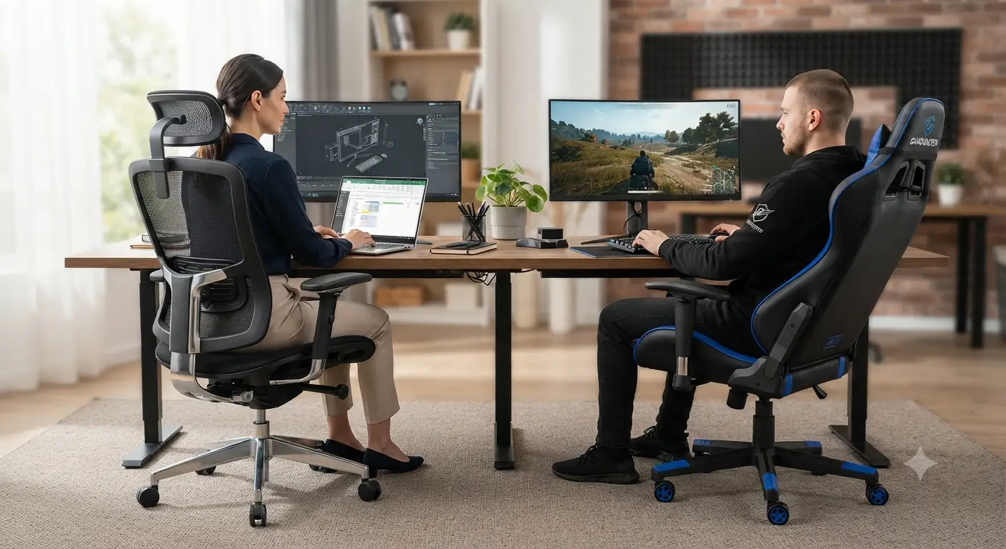 Confronto tra sedia ergonomica o sedia gaming per capire quale modello scegliere per la postazione