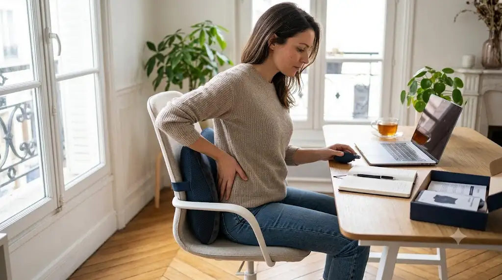 Avis et test complet d'un coussin lombaire gonflable avis ergonomique pour soulager le mal de dos.